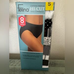 Felina Cotton Stretch Hi-Cut Panties - Black and White